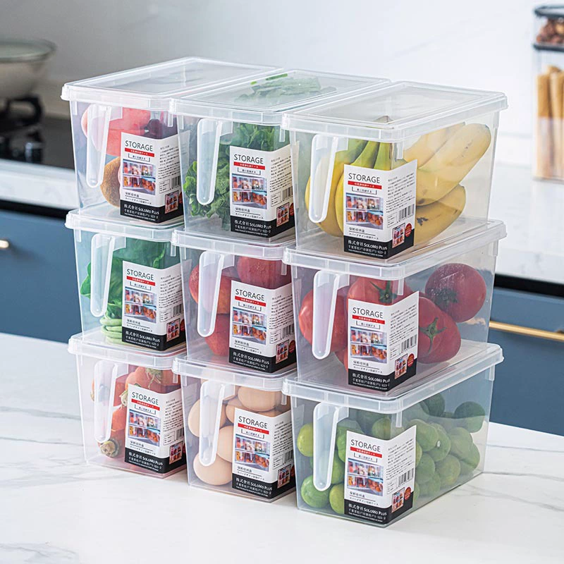 Rectangular storage box, plastic storage system