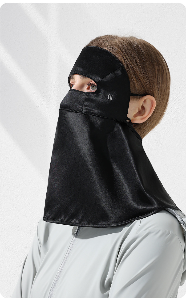 Leiqi zijden zonnebrandcrème voor vrouwen, volledige bescherming tegen UV-straling voor gezicht en nek, zomers autorijden en fietsen, zonnescherm en ademend masker_voghion.com
