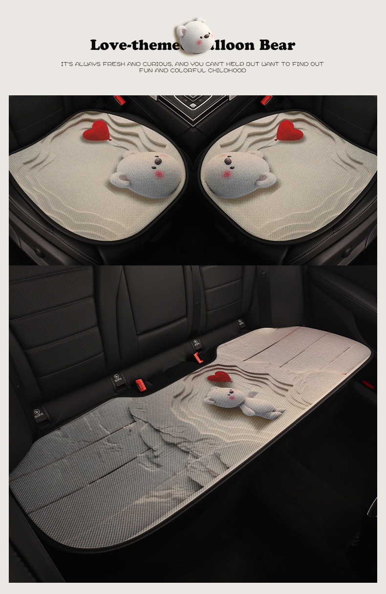 New Cartoon Car Seat Cushion, Cute Cushion, Universal Seat Cushion for Five Seats in All Seasons, Breathable and Stain-Resistant, Car Interior Decoration