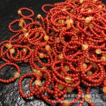 原矿南红玛瑙小米珠戒指 搭配蜜蜡圆珠 颜色红润 品质佳 厂家批发