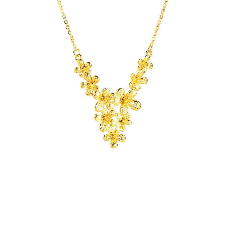 Collar de flores de oro de arena chicas moda alta sensación ligera de lujo accesorios Yiwu no se desvanecen joyas al por mayor
