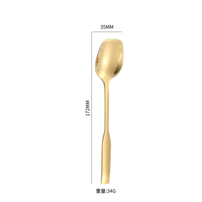 304 cucharas de acero inoxidable cucharas cuadradas elegantes cucharas de comida cucharas de postre cucharas cucharas de comida cucharas LOGO fijo