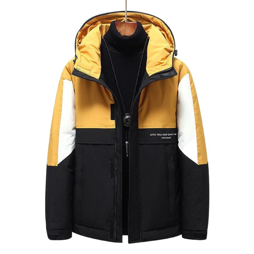 Ropa DE TRABAJO abajo chaqueta de los hombres jóvenes chaqueta con capucha corta estudiante a prueba de frío chaqueta caliente pato blanco abajo chaqueta