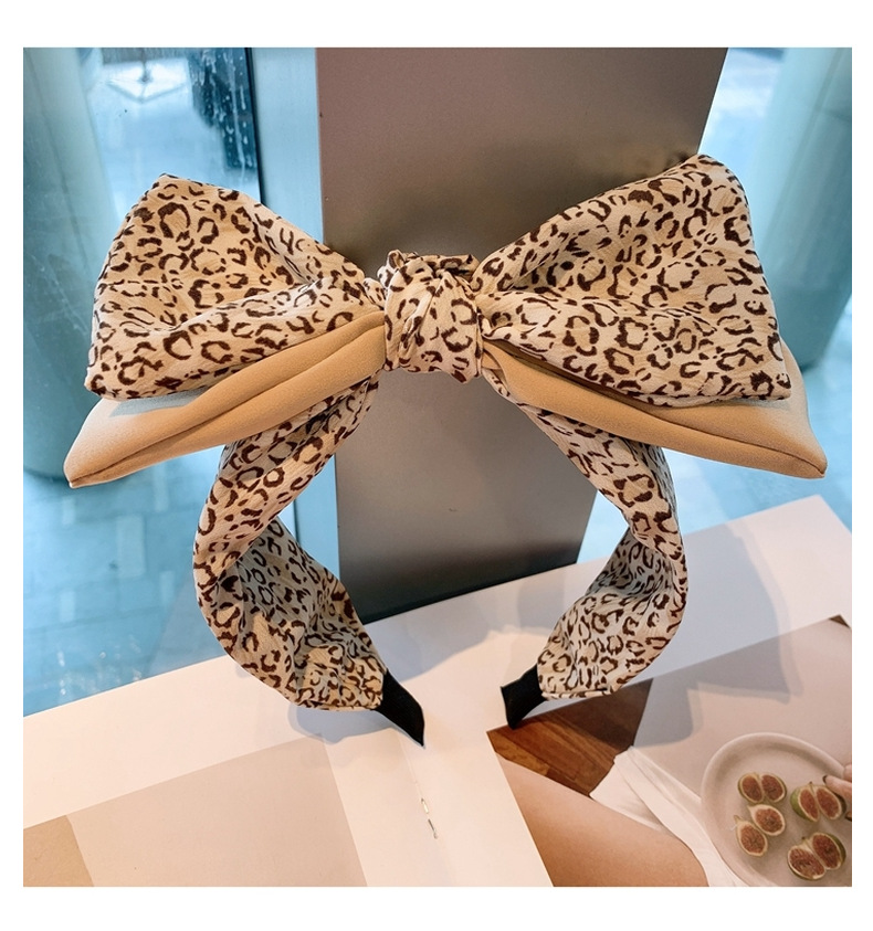 Korean Retro Leopard Print Bow Headband display picture 8