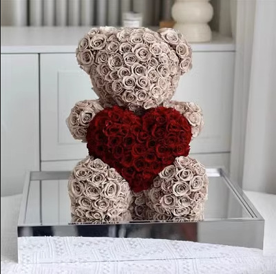 Día de San Valentín regalo Rosa oso eterno flor grande decoración rosa caja de regalo para novia regalo de boda novia