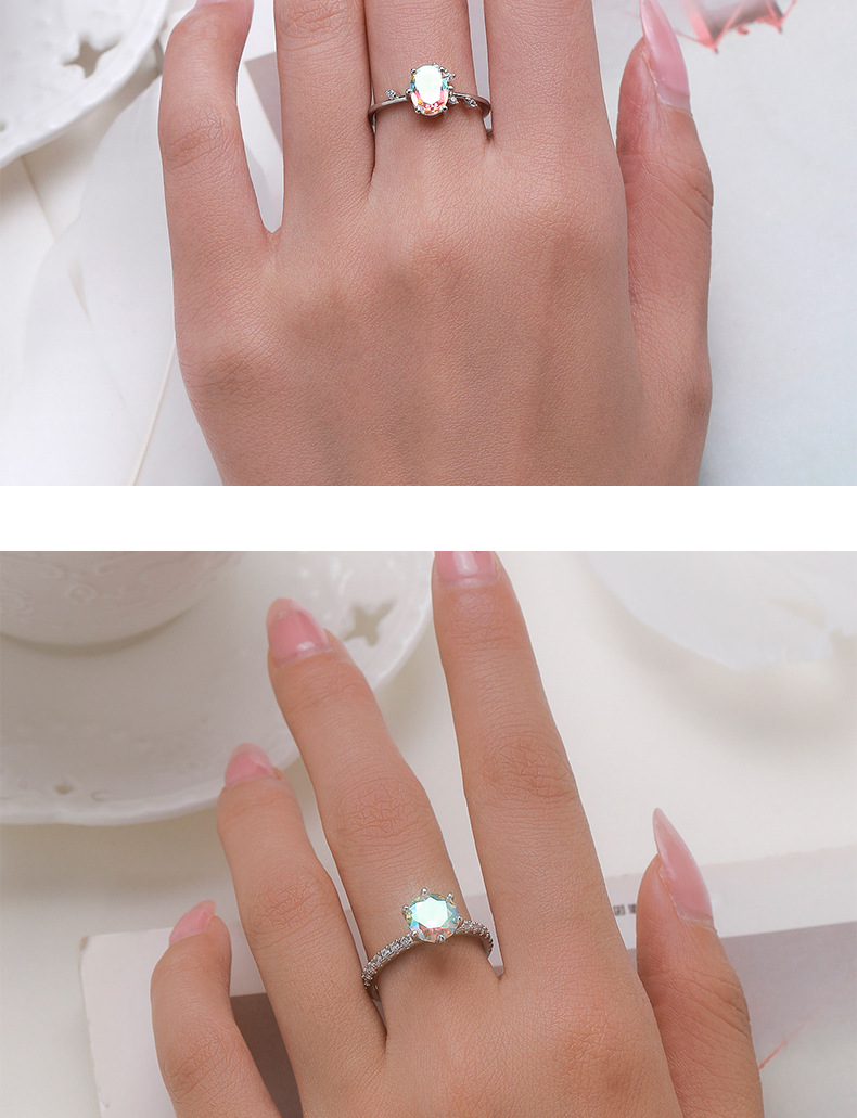 Fashion Geometric Sterling Silver Inlay Zircon Rings 1 Piece