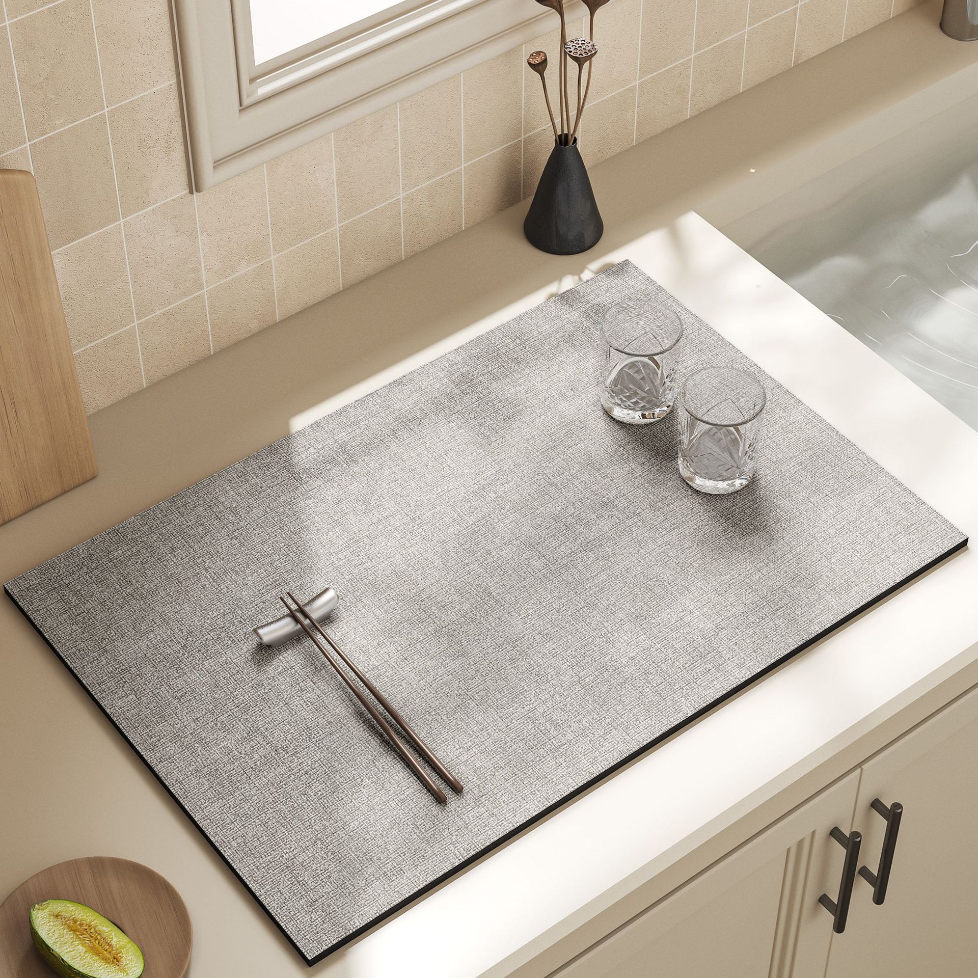 Cocina de alta sensación de encimera drenaje de agua de barro de algas de barro seco rápido absorción de agua de lavado de manos esterilla de bar anti-deslizante americana esterilla aislante térmico