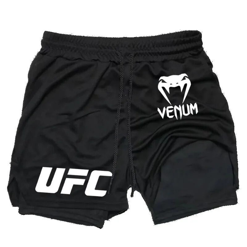 Men's quick-dry stylish UFC printed quick-dry double-layer sports shorts breathable tennis training shorts Men's quick-dry stylish UFC printed quick-dry double-layer sports shorts breathable tennis training shorts