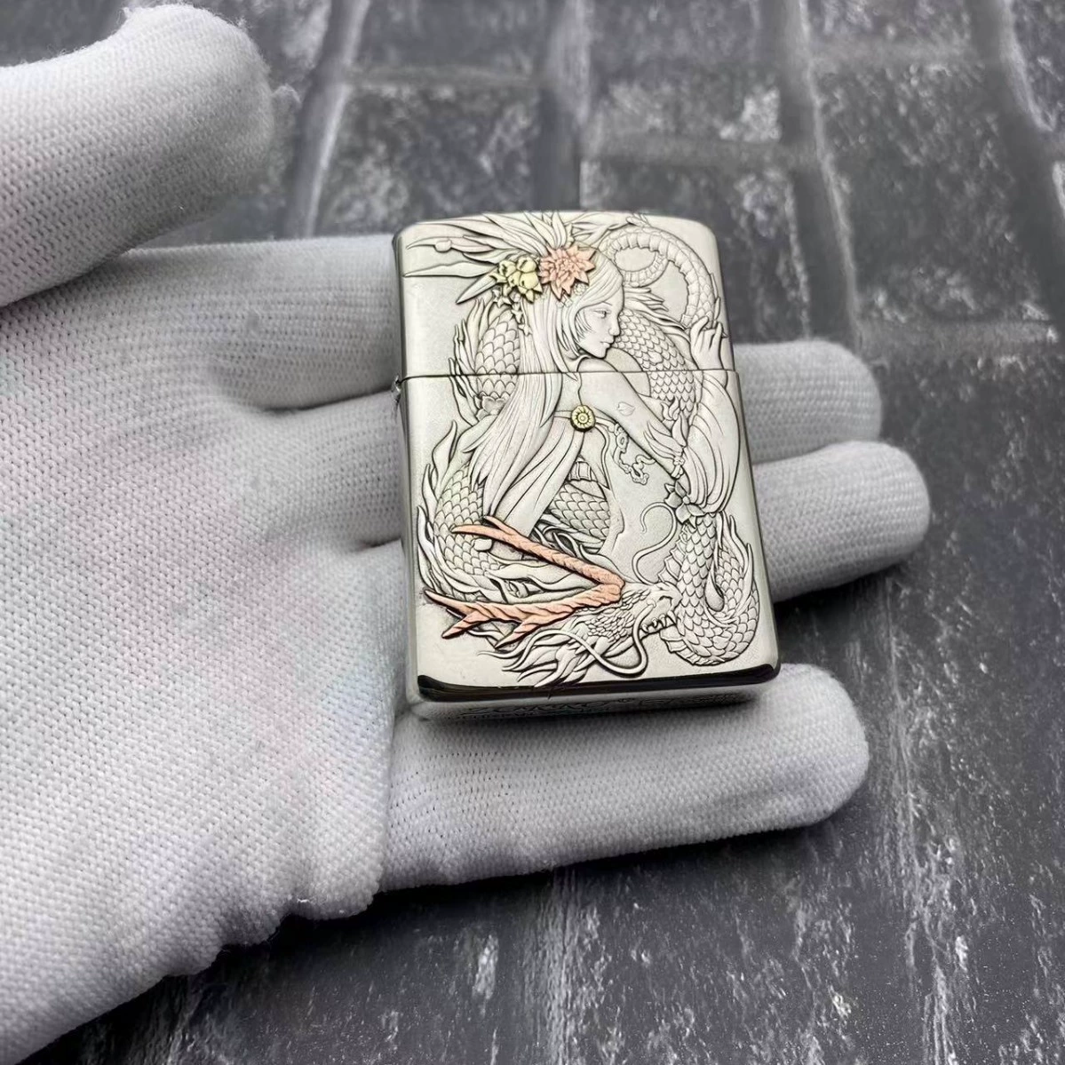 ZORRO керосиновая зажигалка из брони 902s инкрустированный дракон феникс женская ветрозащитная зажигалка оптом