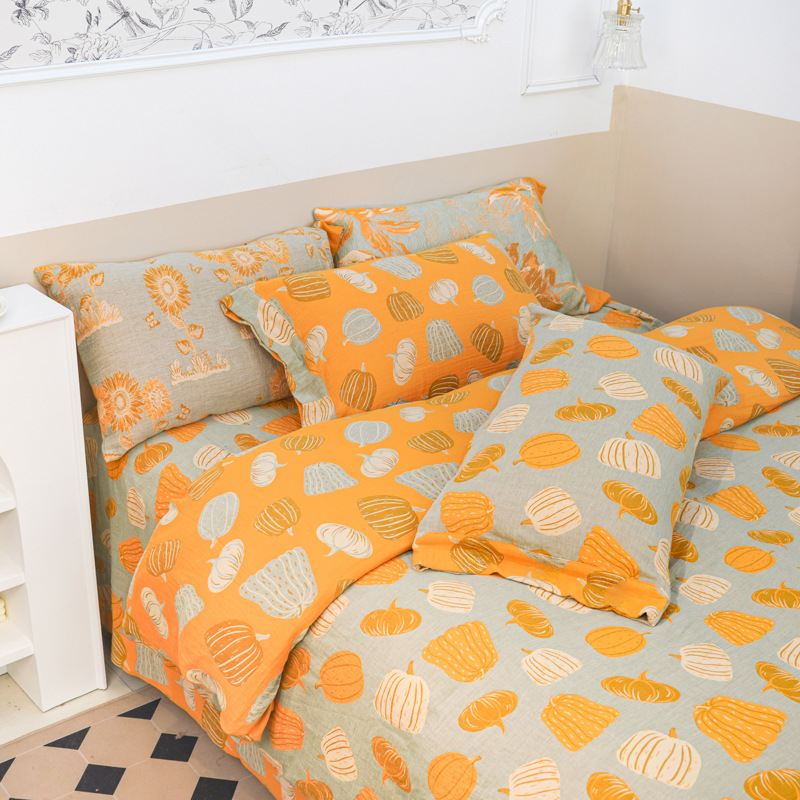 Kit de hilo de doble capa de lavado aeróbico con agua, conjunto de cuatro piezas para dormitorios estudiantiles, conjunto de tres piezas en la cama lavable a máquina para cuatro estaciones