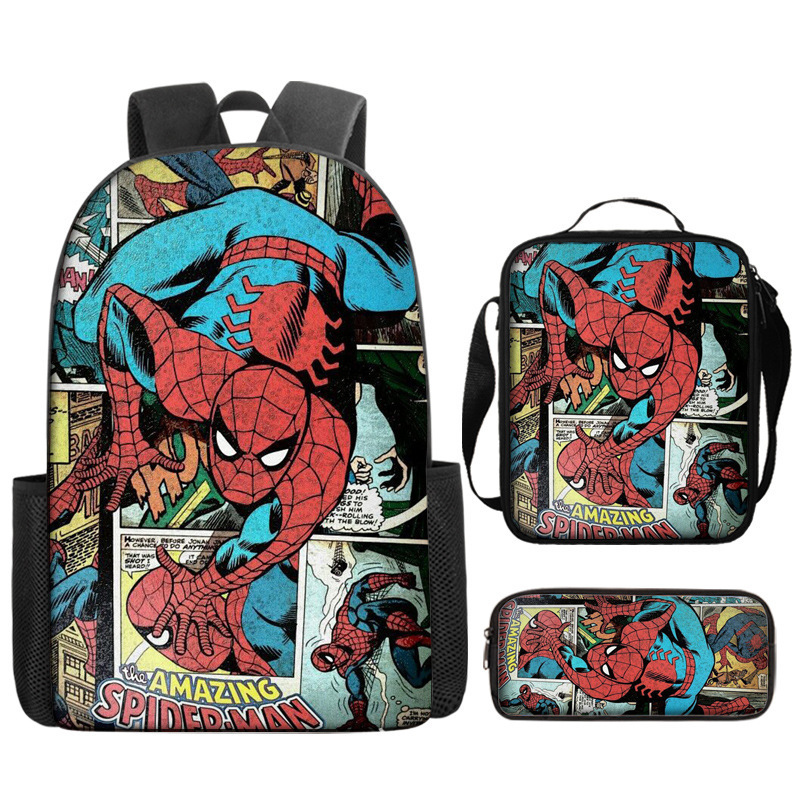 Cross-border nuevo Marvel Spider-Man mochila de estudiantes de primaria y secundaria mochila de dibujos animados de gran capacidad mochila de almuerzo
