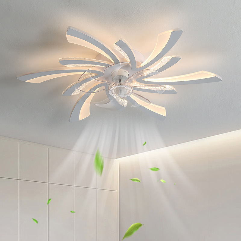 Transfronterizo 110v lámpara de ventilador de cristal lujoso dormitorio lámpara de ventilador de techo sala de estar lámpara de ventilador eléctrico de frecuencia invertida fábrica de Zhongshan image 3