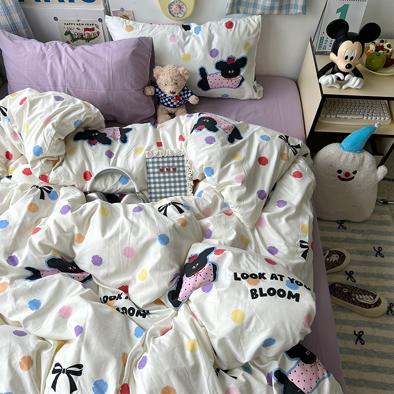 Clase A ropa de cama desnuda para dormir cuatro piezas de algodón lavado con agua sábanas de aire cubierta de cama de grado madre y bebé dormitorio de tres piezas