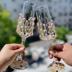 创意小众感自制结婚敬酒杯diy材料包香槟杯订婚装饰礼物女生