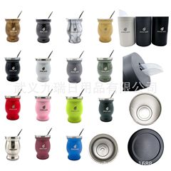 越境304ステンレスマテ茶カップ、マテ茶用保温カップ、蓋付き茶葉入れ、卸売業者向け在庫あり