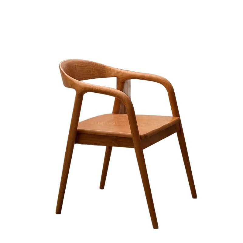 Silla de madera maciza silla de comedor de madera de cera blanca silla de respaldo silla de sillón silla presidencial silla de estudio con reposabrazos simple