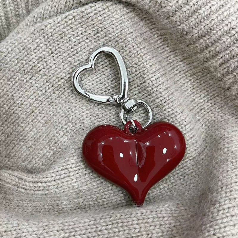 26g Weight Keychain Classification 1 Piece Quantity Daily Occasion Acrylic Material Heart Shape, Bow Knot Pattern Plating Design Sweet Style 1 Piece Sweet Heart Shape Bow Knot Acrylic Plating Keychain 无
