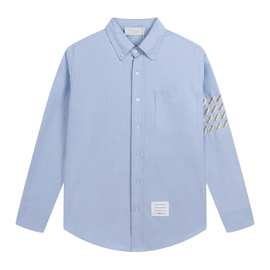 欧美简约休闲男女春款 TB四条杠牛津纺斜纹长袖衬衫 平替跨境欧货