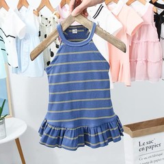 Children's Fashionable Girl's Dress 2023 New Korean Style Strappy Backless Dress Baby Summer Dress Princess Skirt Trendy