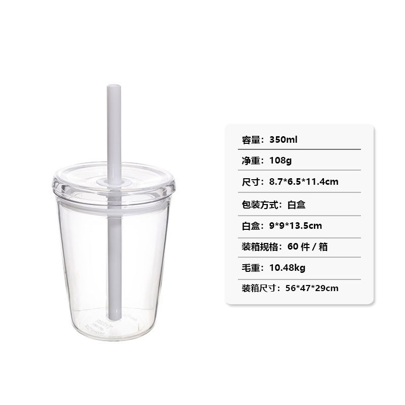 350ml mini taza de plástico transparente tritan taza de paja de color rojo para chicas lindas tazas de agua