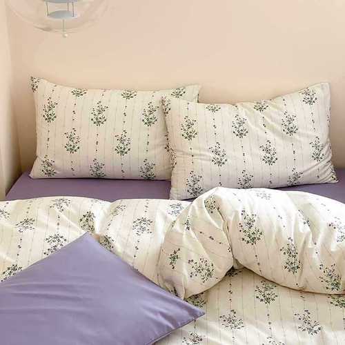 韩式经典紫色小碎花被套三四件套学生宿舍床单被罩1.8m床