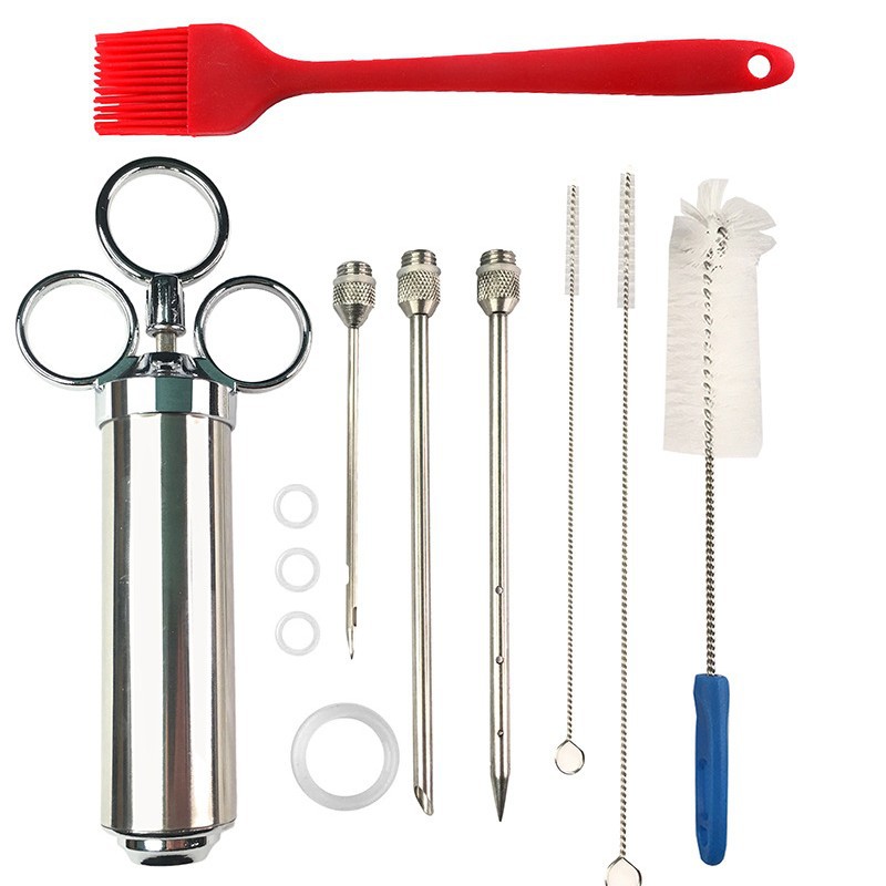 Red silicone and plastic handle brush