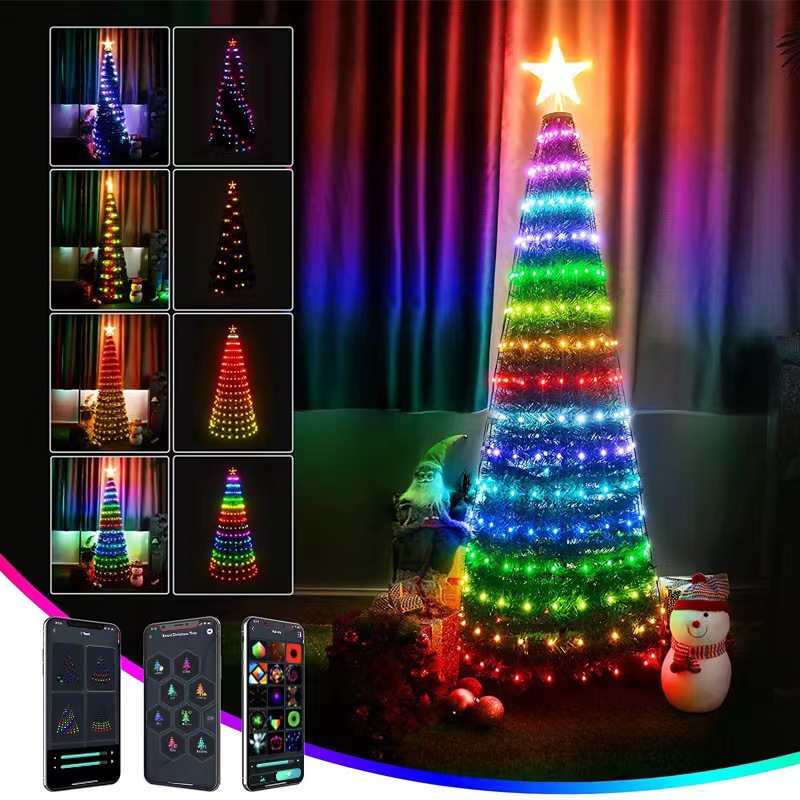 Control de punto RGB transfronterizo color mágico cuero cadena luz APP Bluetooth día de Navidad color luz al aire libre impermeable atmósfera luz de la secuencia