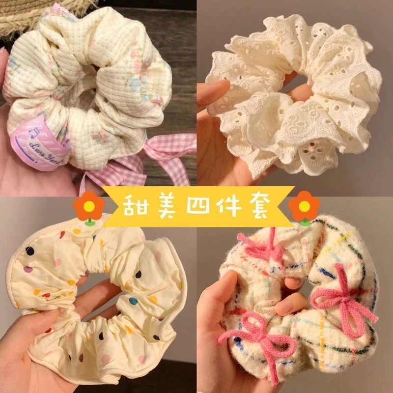 ballet style barbie fan bow ribbon large intestine hair band fashionable floral hair rope set headband polka dot lace
