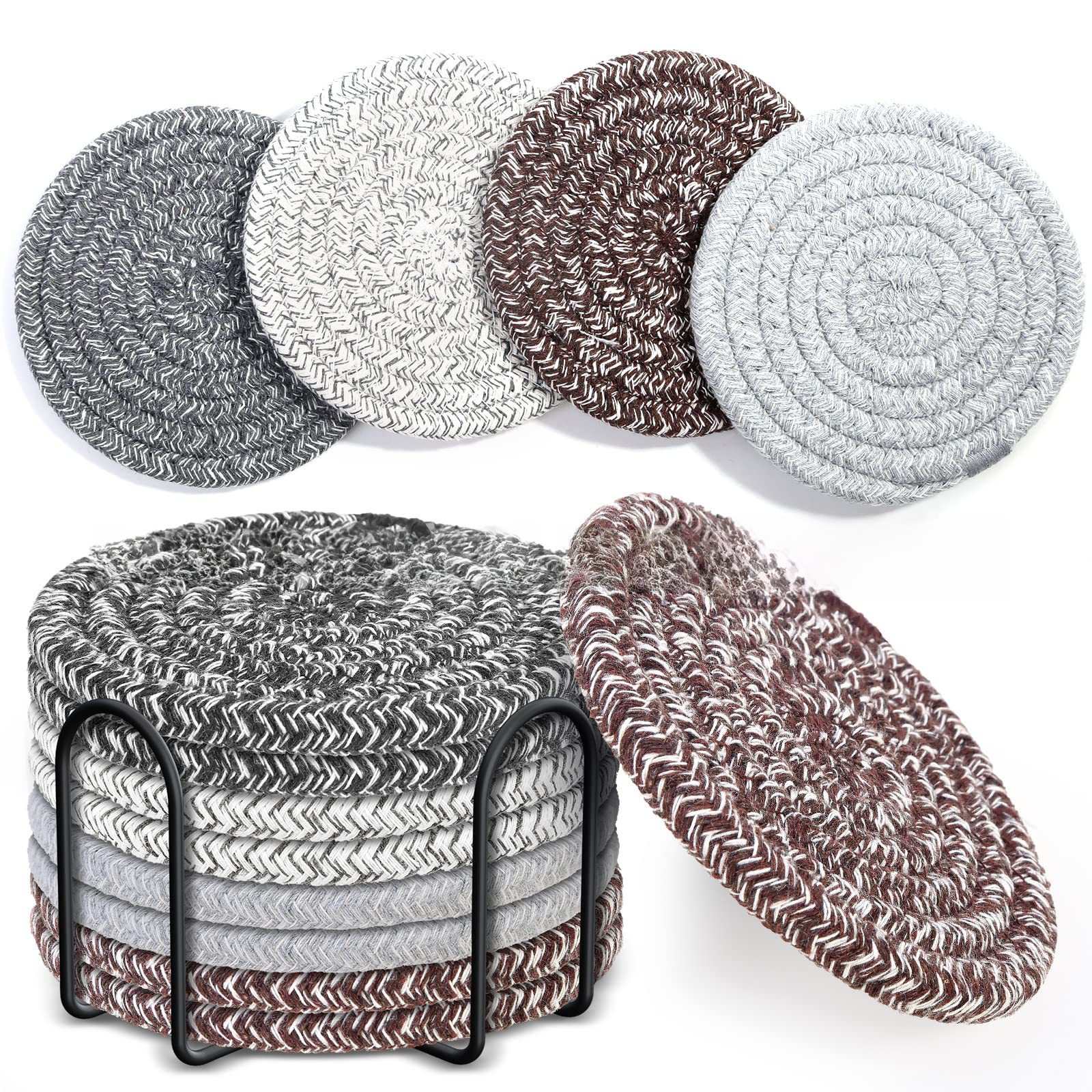 Amazon hot-selling cotton rope placemat 8-piece set with shelf…