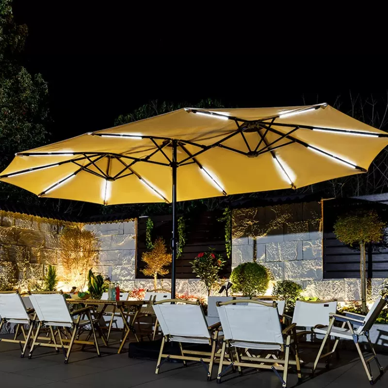 户外遮阳伞庭院别墅花园露台天幕咖啡厅商用露营太阳伞三头中柱伞