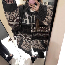 韩国东大门冬季新款巨厚实巨大版型过冬加绒加厚中长款大毛衣外套