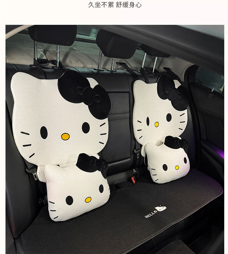 Car seat cushion, universal for all seasons, summer cool linen breathable non-slip cartoon hellokitty car seat cover