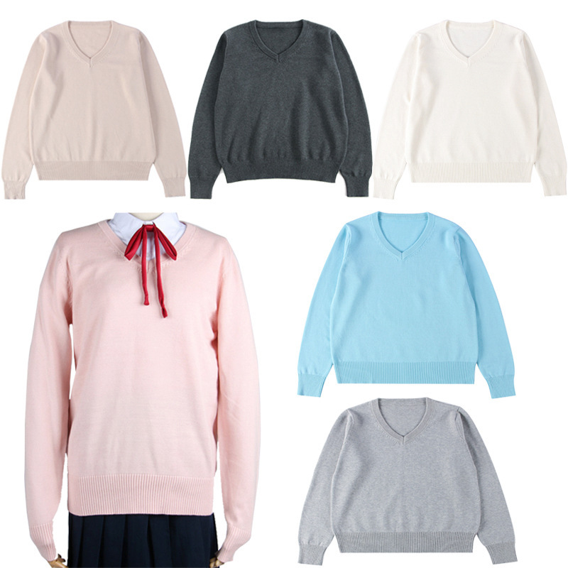 New In-Stock Sweatshirt Japanese Campus Style Jk Uniform Unisex Student Knit V-Neck Pullover Sweater Uniform