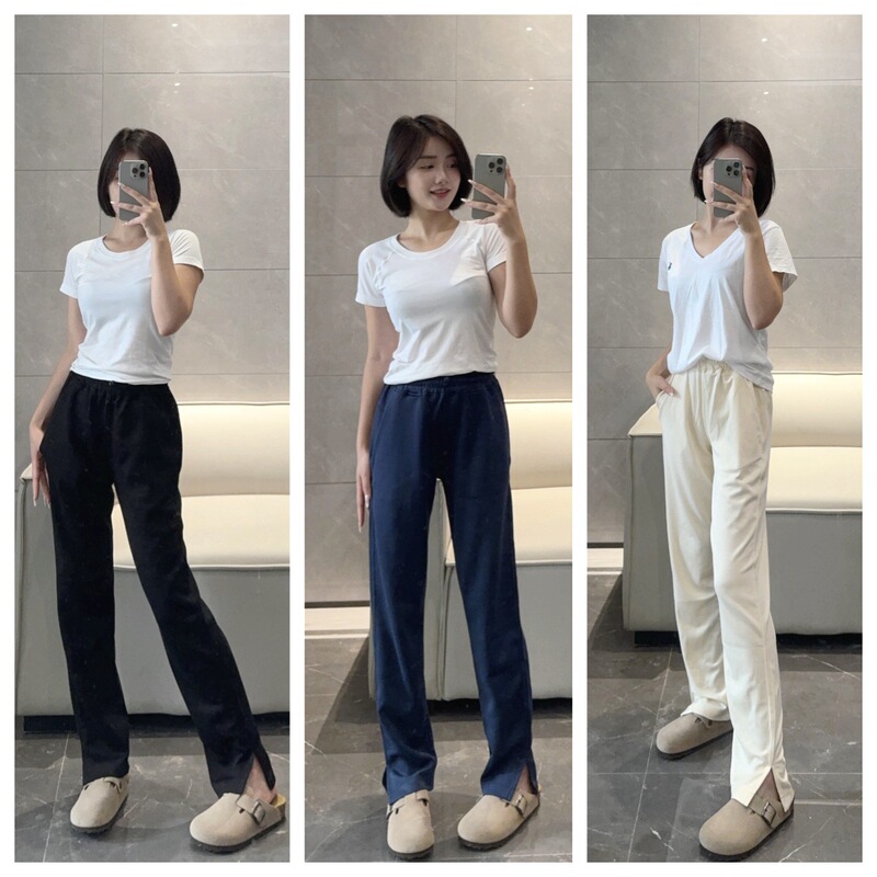 Lulu brushed softstreme Slim-Fit Slimming Narrow Vented Sports Trousers Casual Pants for Women