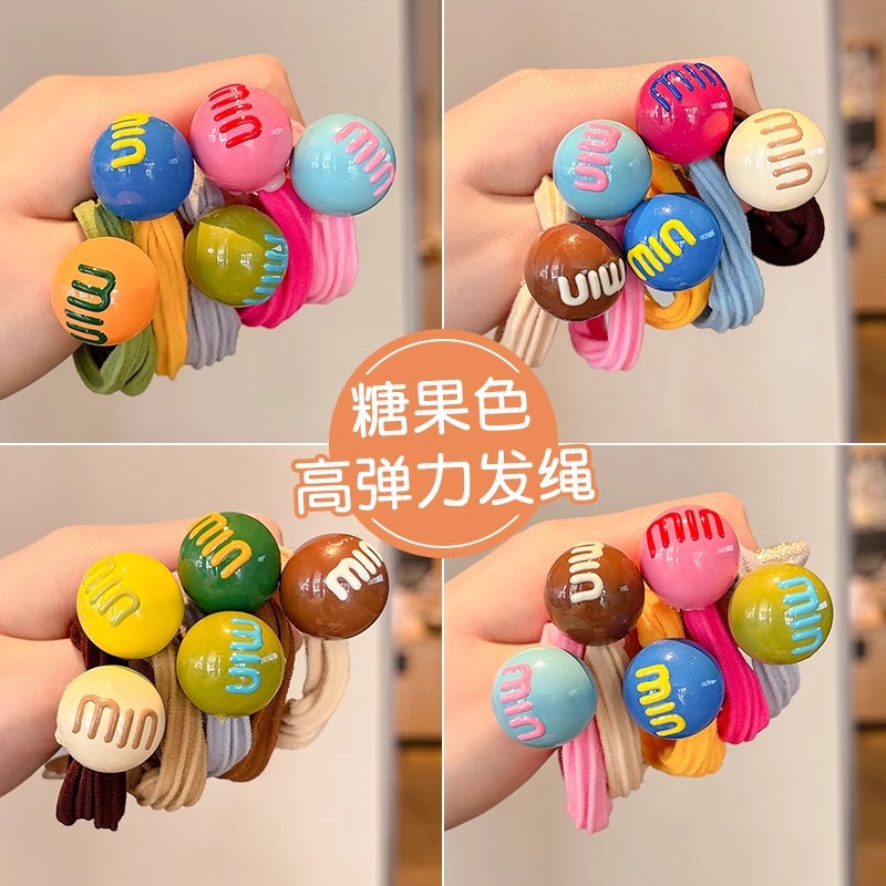 Toalla de color caramelo para niños, lazo para el cabello, cuerda para la cabeza de cola de caballo alta, cuerda para el cabello duradera de alta elasticidad para niñas, banda de goma para la cabeza