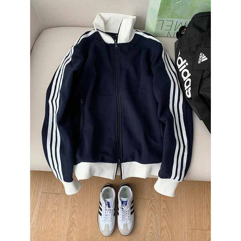 adidas Three Stripes Bomber Jacket Navy White