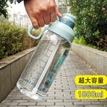 带刻度塑料水杯子女大容量男便携水瓶吸管杯户外健身运动水壶批发
