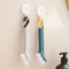 Kitchen two-in-one cleaning brush household plastic tweezers brush grooved brush long handle can hang stove pool brush