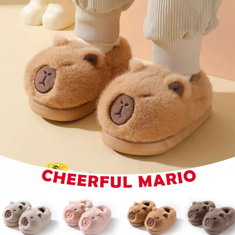 Хлопковые тапочки Kapibala — милые, для детей младшего и среднего возраста, домашние, с легкой подошвой, велюровая поверхность, мягкие и теплые зимние детские хлопковые туфли.