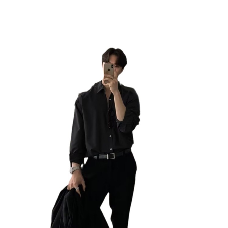Long Sleeve Korean style draping shirt loose high-end shirt
