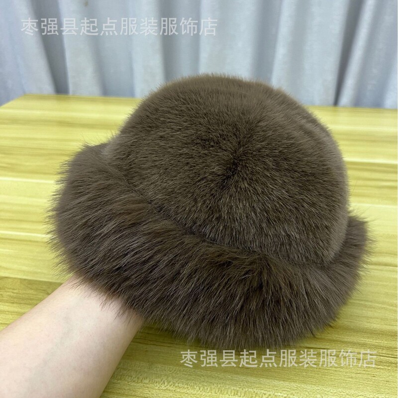 毛绒蒙古帽子女秋冬防寒保暖东北盆帽毛毛护耳帽狐狸毛渔夫帽皮草|undefined