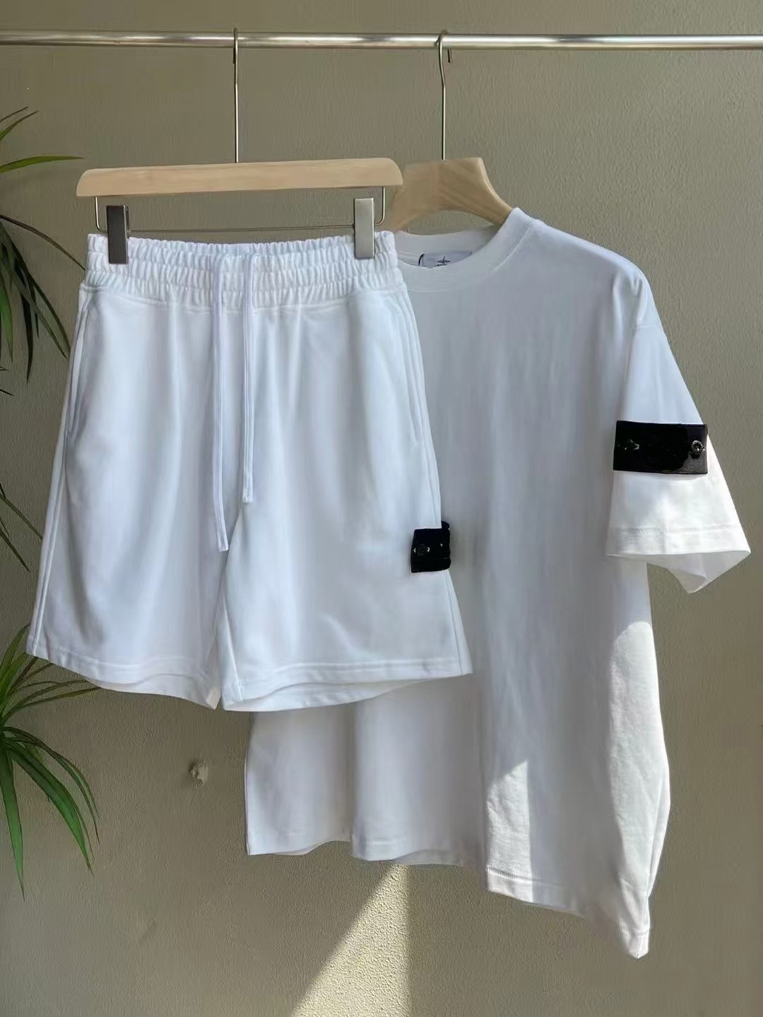 Summer Set 1 Zhangzai New Couple Set Casual Round Neck Short Sleeve Shorts Set Men's Two-Piece Set