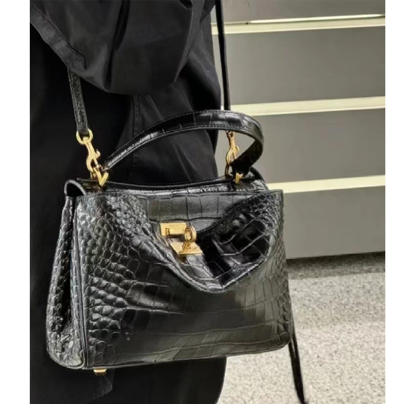 악어 패턴 블랙 골드 라벨 스몰 사이즈