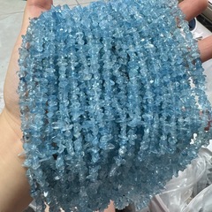 3-5海蓝宝碎石串珠不规则手链女项链散珠半成品diy饰品配饰批发