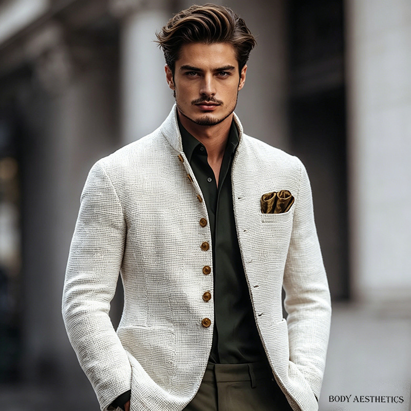 Cross-Border Autumn and Winter Windbreaker Men's Coat Trendy Fashion Dragon and Phoenix Woolen Mid-Length Coat Woolen Coat