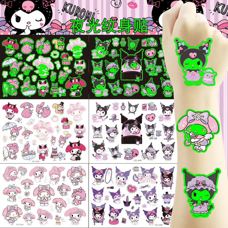 Luminous Kuromi Children's Tattoo Stickers Cartoon Cute Stickers Birthday Party Party Tattoo Water Transfer Stickers