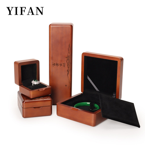 High-end necklace earring ring portable accessory box wooden box exquisite jewelry box wooden storage wholesale packaging box