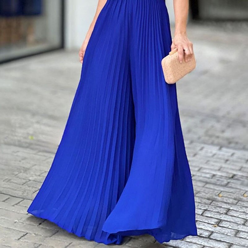 V-neck pleated ruffled long skirt image 4