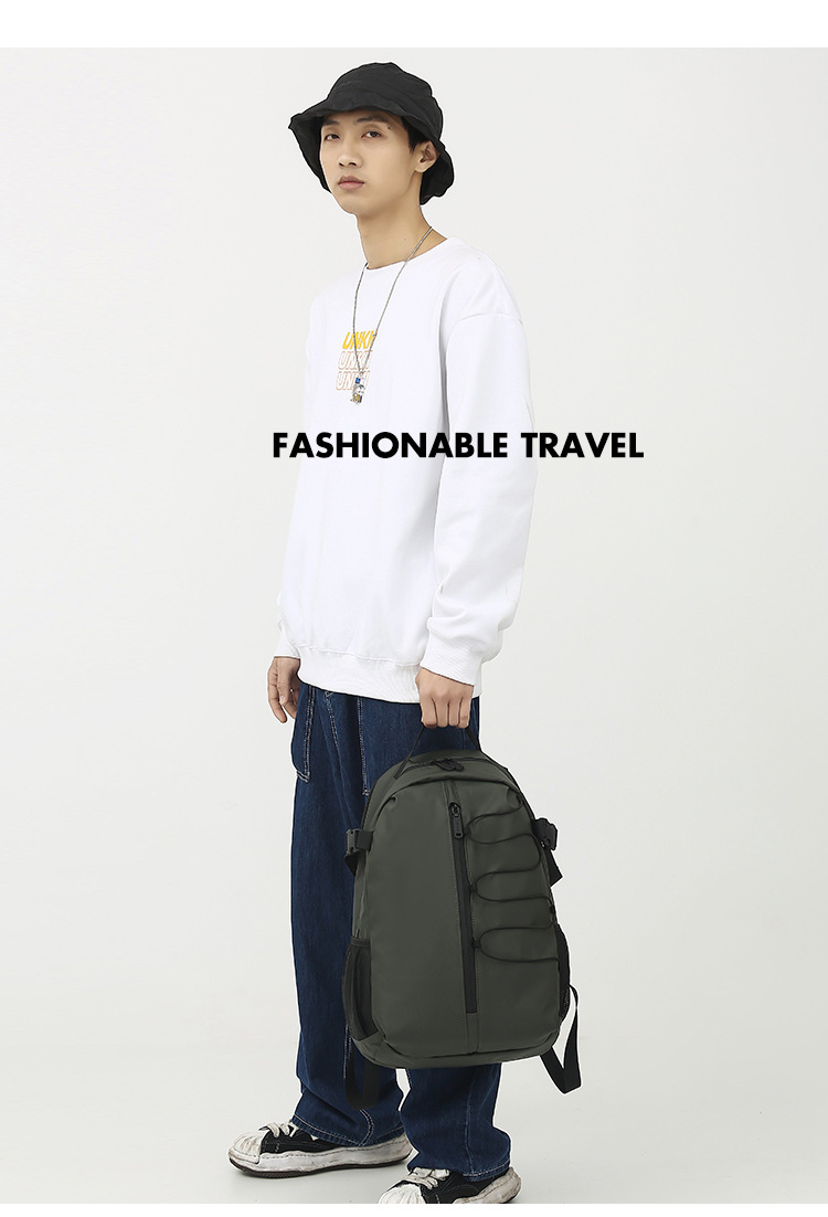 New men's large-capacity backpack, fashionable and simple business computer bag, casual college student travel schoolbag details Picture