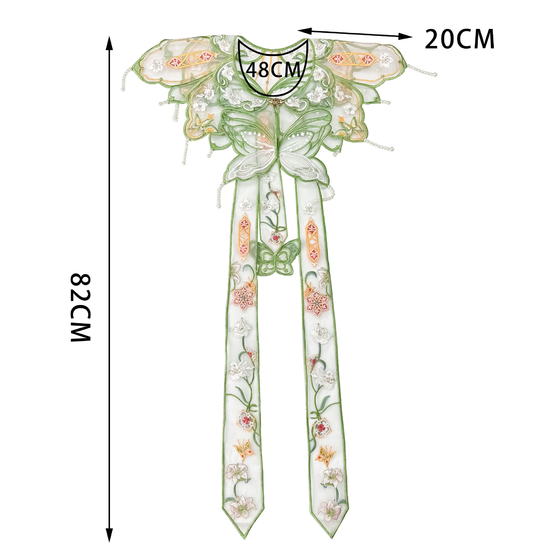 El nuevo conjunto de hombros de mariposa de aire inmortal de tres bandas de estilo chino, vestido de estilo chino, hermoso bordado, graduado, estudio de novia, collar falso image 6